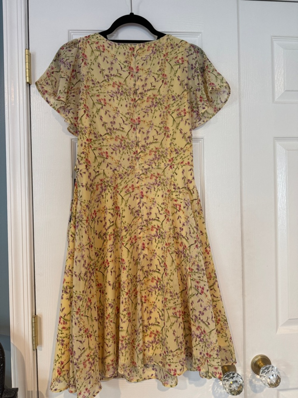 NWT Nicole Miller New York Butter Yellow Floral Tie-Waist Dress (Size: 6) - Picture 4 of 4